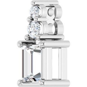 14K X1 White Gold 4x3 mm Straight Baguette Pendant Mounting – image 3