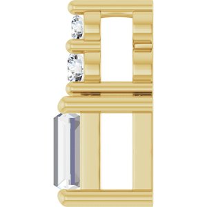 18K Yellow Gold 4x3 mm Straight Baguette Pendant Mounting – image 5