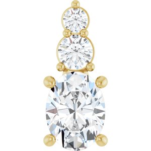 14K Yellow Gold 8x6 mm Oval 1/5 CTW Natural Diamond Semi-Set Pendant