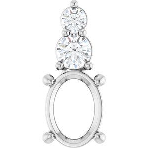 14K White Gold 8x6 mm Oval 1/5 CTW Natural Diamond Semi-Set Pendant – image 2