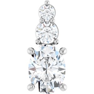 14K White Gold 8x6 mm Oval 1/5 CTW Lab-Grown Diamond Semi-Set Pendant