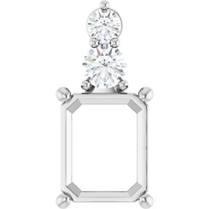 14K White Gold 10x8 mm Emerald 1/3 CTW Natural Diamond Semi-Set Pendant – image 2