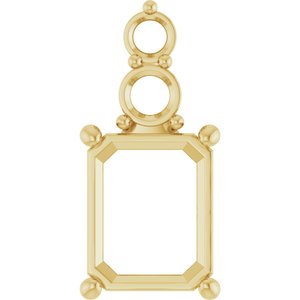 10K Yellow Gold 10x8 mm Emerald Pendant Mounting – image 2