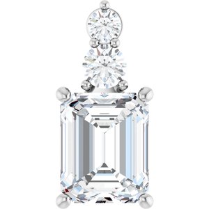 Platinum 10x8 mm Emerald Pendant Mounting