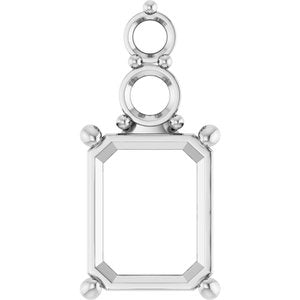 14K White Gold 10x8 mm Emerald Pendant Mounting – image 2