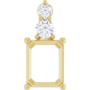 14K Yellow Gold 10x8 mm Emerald 1/3 CTW Lab-Grown Diamond Semi-Set Pendant – image 2
