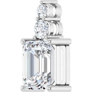 14K X1 White Gold 10x8 mm Emerald Pendant Mounting – image 3
