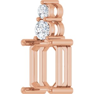 14K Rose Gold 10x8 mm Emerald 1/3 CTW Natural Diamond Semi-Set Pendant – image 4