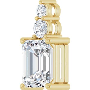 14K Yellow Gold 10x8 mm Emerald 1/3 CTW Lab-Grown Diamond Semi-Set Pendant – image 3