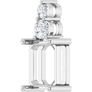 14K White Gold 10x8 mm Emerald 1/3 CTW Natural Diamond Semi-Set Pendant – image 4