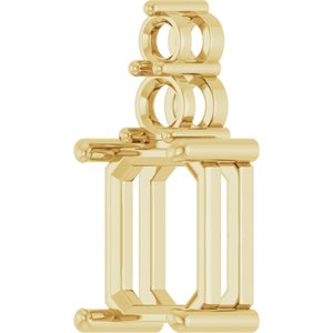 10K Yellow Gold 10x8 mm Emerald Pendant Mounting – image 4