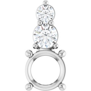 14K White Gold 6.5 mm Round 1/3 CTW Natural Diamond Semi-Set Pendant – image 2