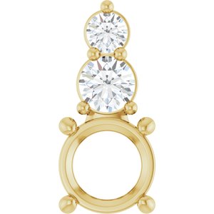 14K Yellow Gold 6.5 mm Round 1/3 CTW Natural Diamond Semi-Set Pendant – image 2