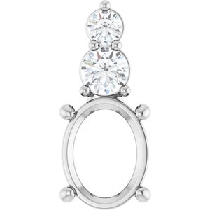 14K White Gold 9x7 mm Oval 1/3 CTW Natural Diamond Semi-Set Pendant – image 2