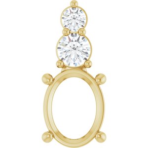 14K Yellow Gold 9x7 mm Oval 1/3 CTW Natural Diamond Semi-Set Pendant – image 2