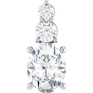 Platinum 9x7 mm Oval 1/4 CTW Lab-Grown Diamond Semi-Set Pendant
