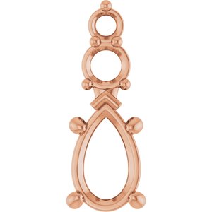 14K Rose Gold 8x5 mm Pear Pendant Mounting – image 2