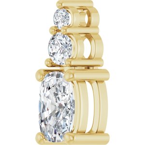 14K Yellow Gold 6.5x4.5 mm Elongated Cushion Pendant Mounting – image 3