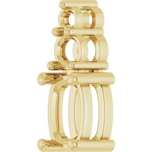 14K Yellow Gold 6.5x4.5 mm Elongated Cushion Pendant Mounting – image 4