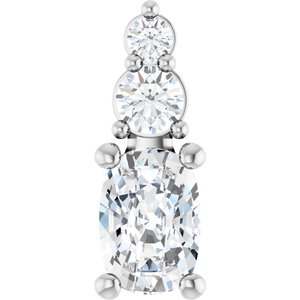 10K White Gold 6.5x4.5 mm Elongated Cushion Pendant Mounting