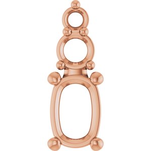 18K Rose Gold 6.5x4.5 mm Elongated Cushion Pendant Mounting – image 2