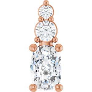 10K Rose Gold 6.5x4.5 mm Elongated Cushion Pendant Mounting