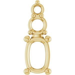 14K Yellow Gold 6.5x4.5 mm Elongated Cushion Pendant Mounting – image 2