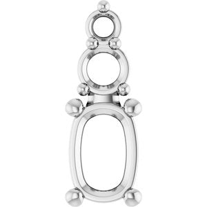 14K White Gold 6.5x4.5 mm Elongated Cushion Pendant Mounting – image 2