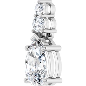 14K X1 White Gold 12x7.5 mm Pear Pendant Mounting – image 3