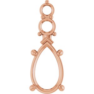 10K Rose Gold 12x7.5 mm Pear Pendant Mounting – image 2