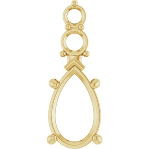 18K Yellow Gold 12x7.5 mm Pear Pendant Mounting – image 2