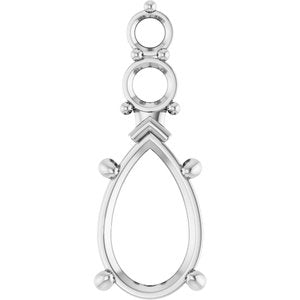 14K White Gold 12x7.5 mm Pear Pendant Mounting – image 2