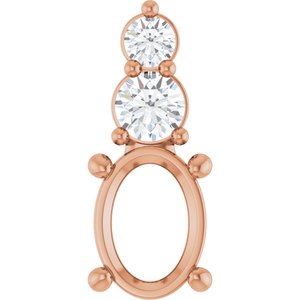 14K Rose Gold 7.5x5.5 mm Oval 1/5 CTW Lab-Grown Diamond Semi-Set Pendant – image 2