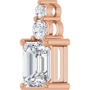 10K Rose Gold 8x6 mm Emerald Pendant Mounting – image 3