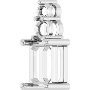 14K White Gold 8x6 mm Emerald Pendant Mounting – image 4