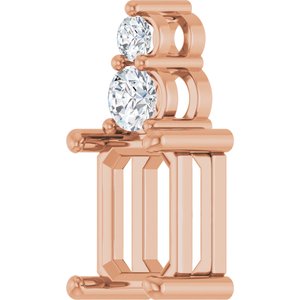 14K Rose Gold 8x6 mm Emerald 1/5 CTW Natural Diamond Semi-Set Pendant – image 4