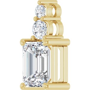 14K Yellow Gold 8x6 mm Emerald 1/5 CTW Natural Diamond Semi-Set Pendant – image 3