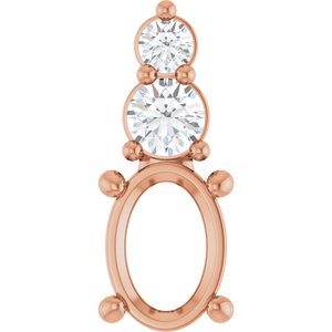 14K Rose Gold 7x5 mm Oval 1/6 CTW Natural Diamond Semi-Set Pendant – image 2