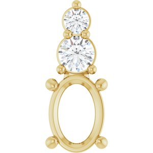 14K Yellow Gold 7x5 mm Oval 1/6 CTW Natural Diamond Semi-Set Pendant – image 2