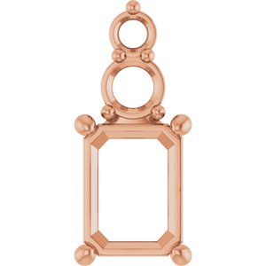 10K Rose Gold 8x6 mm Emerald Pendant Mounting – image 2