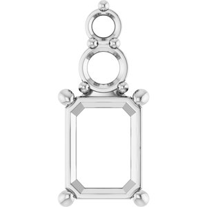 14K White Gold 8x6 mm Emerald Pendant Mounting – image 2