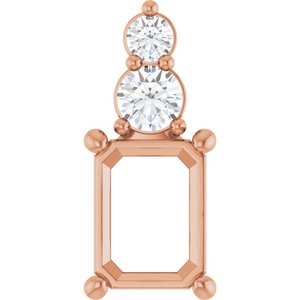 14K Rose Gold 8x6 mm Emerald 1/5 CTW Natural Diamond Semi-Set Pendant – image 2