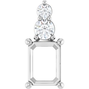 Platinum 8x6 mm Emerald 1/5 CTW Natural Diamond Semi-Set Pendant – image 2