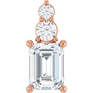 14K Rose Gold 8x6 mm Emerald 1/5 CTW Natural Diamond Semi-Set Pendant