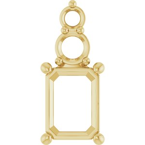 10K Yellow Gold 8x6 mm Emerald Pendant Mounting – image 2