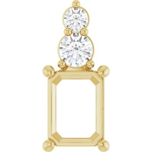 14K Yellow Gold 8x6 mm Emerald 1/5 CTW Natural Diamond Semi-Set Pendant – image 2