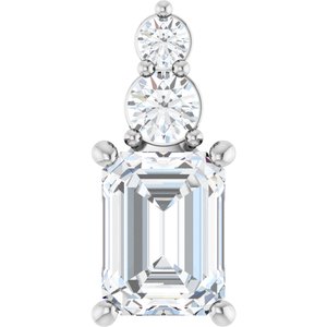 14K White Gold 8x6 mm Emerald Pendant Mounting
