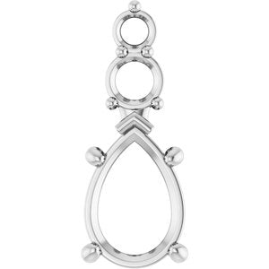 18K White Gold 10x7 mm Pear Pendant Mounting – image 2
