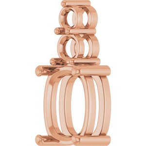 10K Rose Gold 10x8 mm Elongated Cushion Pendant Mounting – image 4