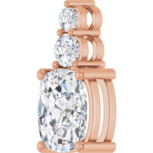 18K Rose Gold 10x8 mm Elongated Cushion Pendant Mounting – image 3